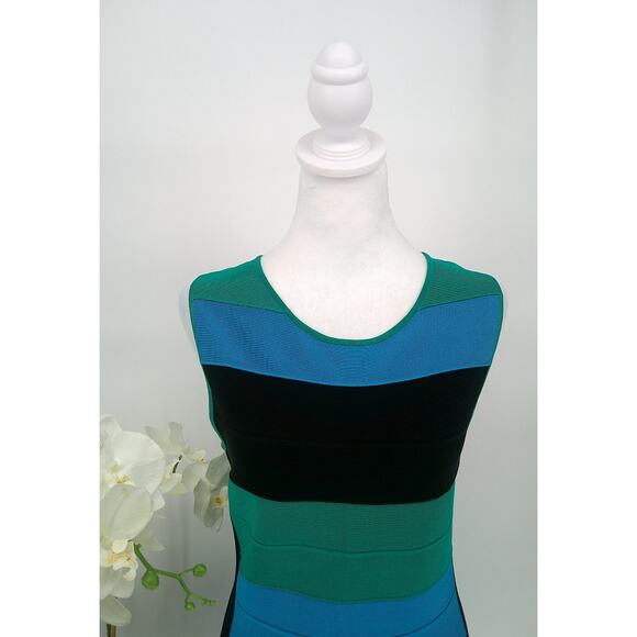 Calvin Klein Womens Large Multicolor Colorblock Sleeveless Sheath Dress - Picture 2 of 8